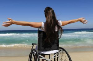 Wheelchair on beach